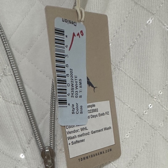 New! Tommy Bahama Aruba Diamond Days Embroidered Full-Zip Sweatshirt Sz sm - Picture 6 of 6